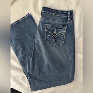Vigoss Blue Boot Cut Jeans with Geometric Stitching